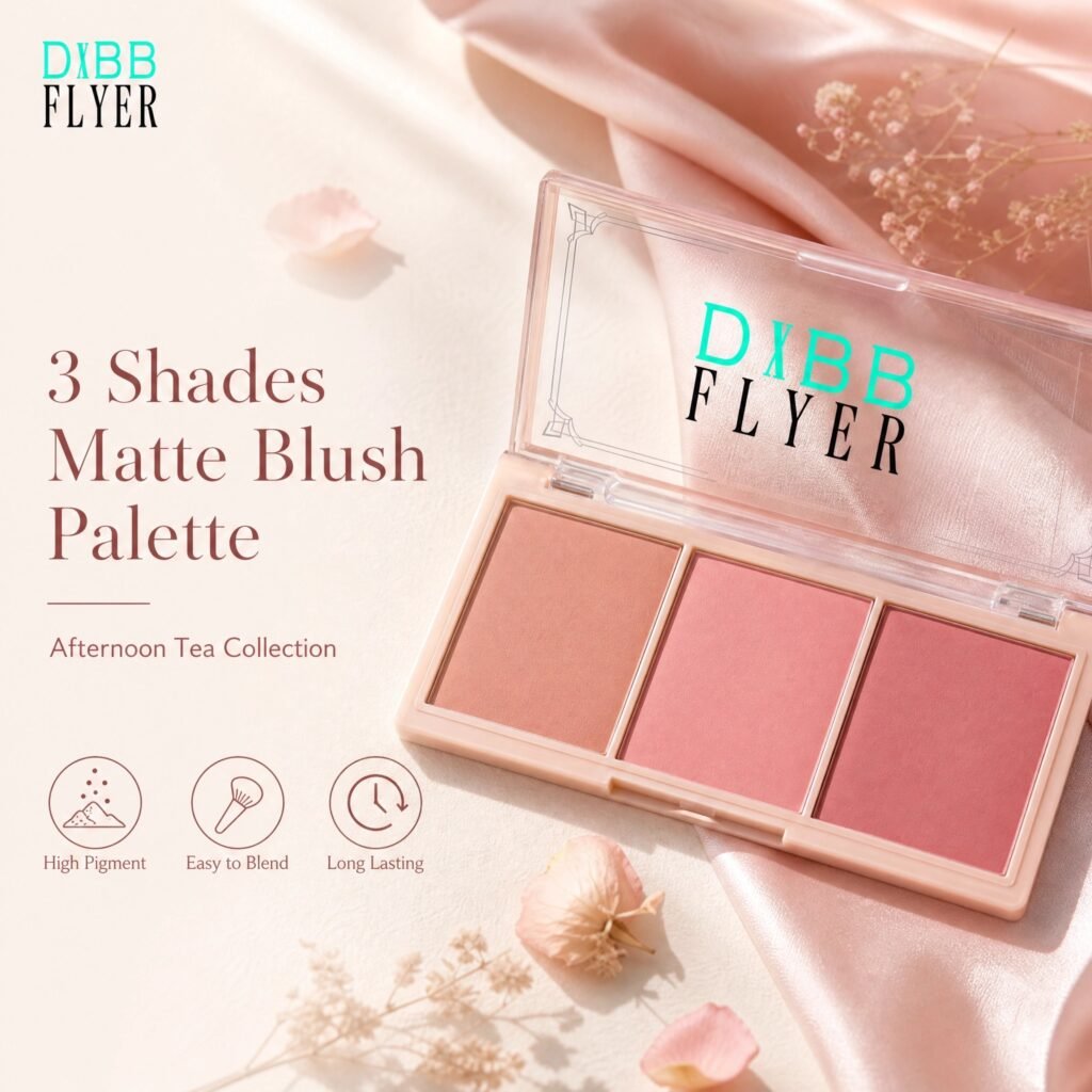 3-Color Matte Blush Palette · Afternoon Milk Tea · High-Pigment · Blendable · Long-Lasting