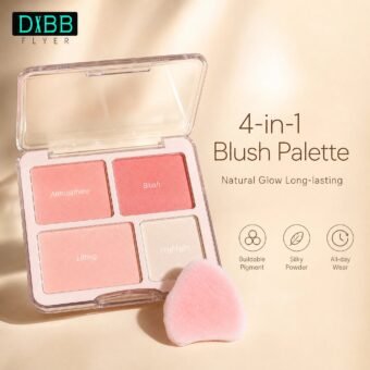4-Color Multi-Function Face Palette · Blush · Highlighter · Contour · Heart Puff
