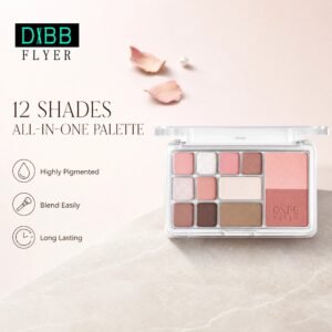 12‑Color Multi‑Function Face Palette · Eyeshadow & Blush · High‑Pigment · Blendable · Clear Compact