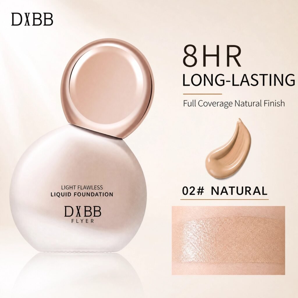 Light Flawless Liquid Foundation · Natural Shade 02# · 8H Wear · Full Coverage