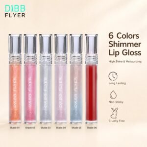 6‑Color Shimmer Lip Gloss Set · High‑Shine Glitter · Long‑Lasting · Moisturizing · Non‑Sticky · Lightweight