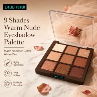 9‑Color Earth Tone Eyeshadow Palette · High‑Pigment · Long‑Wear · Matte · Shimmer · Glitter