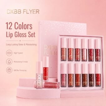 12‑Color Lip Gloss Set · Hydrating Shine · Long‑Lasting · Gift Box · Versatile Shades