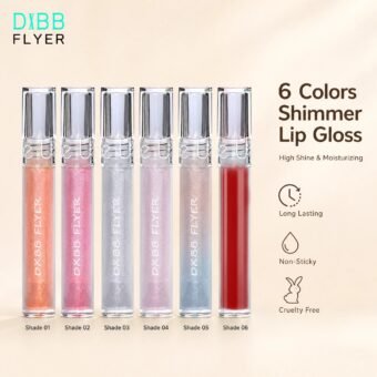 6‑Color Shimmer Lip Gloss Set · High‑Shine Glitter · Long‑Lasting · Moisturizing · Non‑Sticky · Lightweight