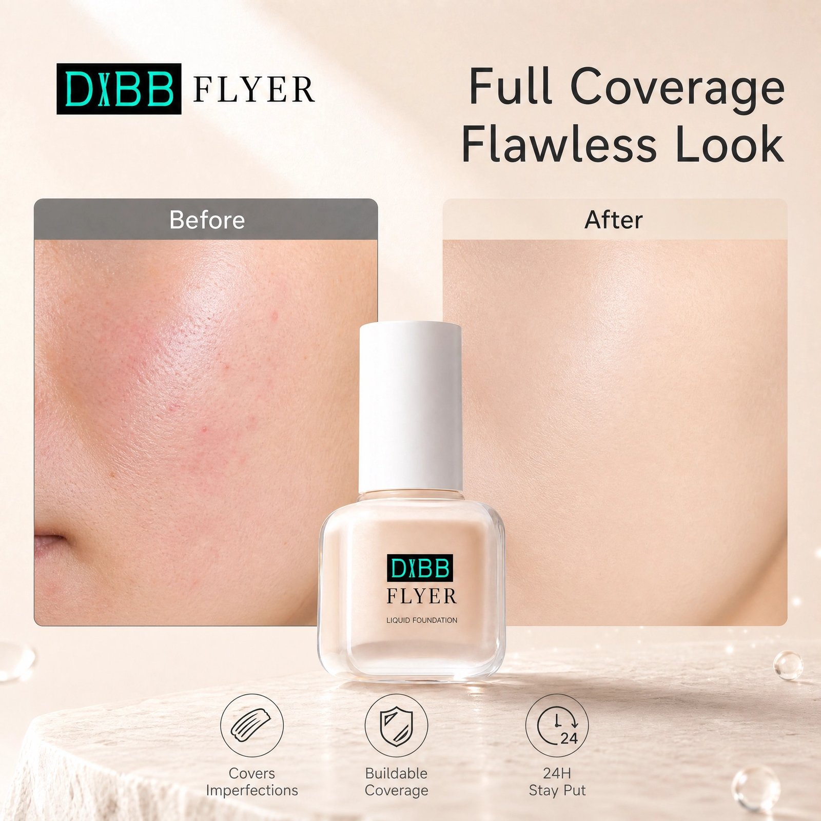24H Long‑Wear Foundation · Full Coverage · Natural Matte · Ivory 02 - Image 2